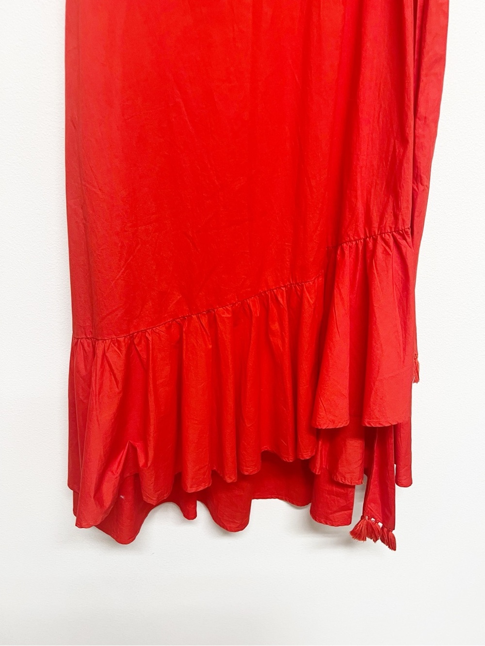 Roller Rabbit Womens Scarlet Asymmetric Ruffle Hem Wrap Cotton Maxi Skirt Size S - Picture 3 of 9